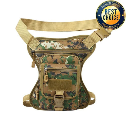 Camouflage Motorcycle Drop Leg Bag – Waterproof, Multifunctional Waist Bag for Travel, Hiking & Outdoor Riding