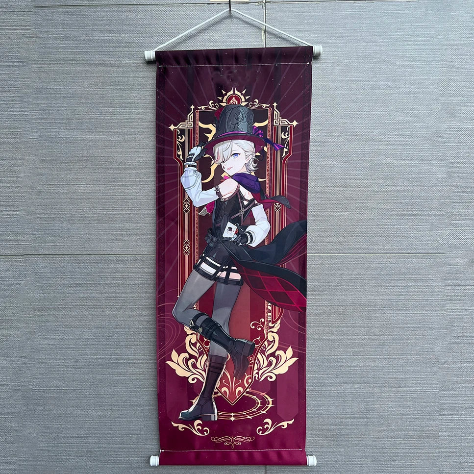 Hot Game Impact Scroll Canvas – Cartoon Heroes Wall Hanging Poster for Cosplay, Halloween, Xmas Decor & Gifts