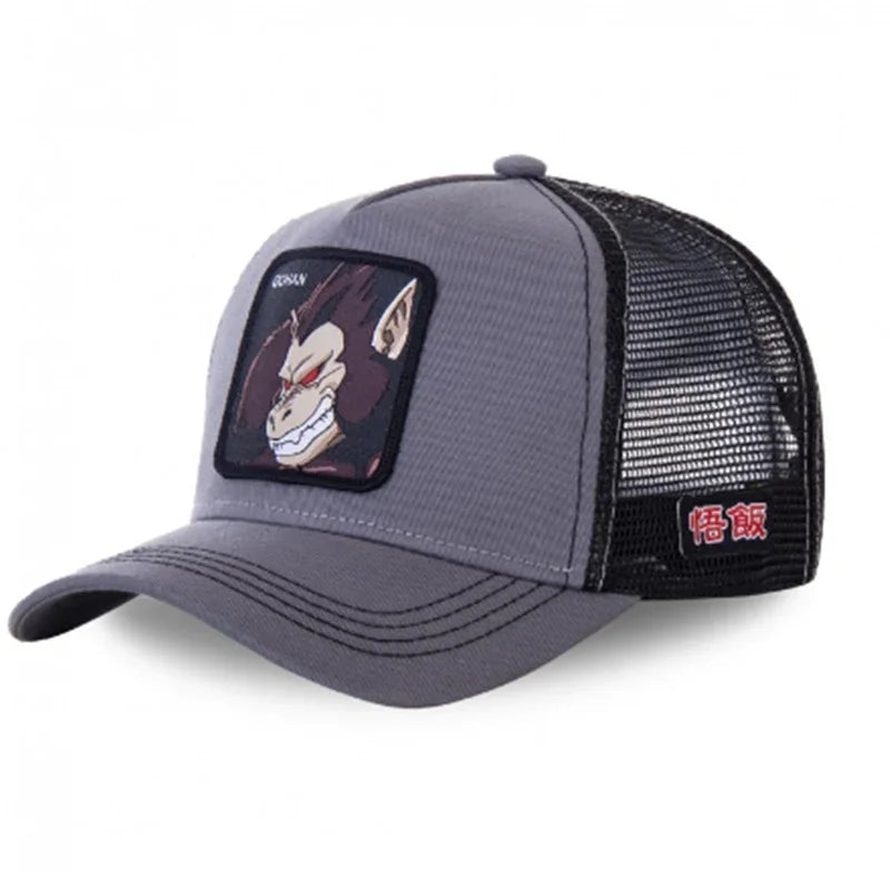 Dragon Ball Son Goku Trucker Cap - Embroidered Adjustable Mesh Sun Visor Hat for Men Summer Travel