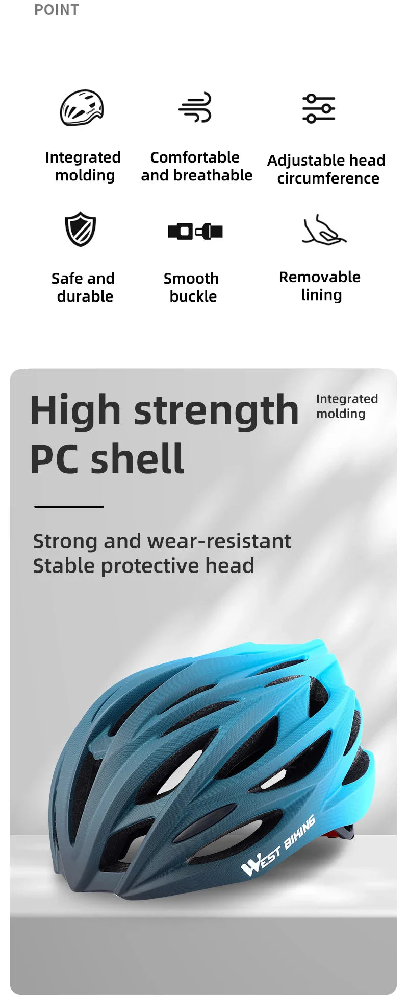WEST BIKING Ultralight Cycling Helmet - Integrally Molded MTB & Road Bike Racing Helmet for Men & Women, Bicycle Safety Cap