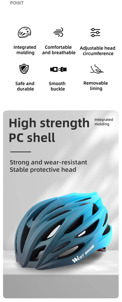 WEST BIKING Ultralight Cycling Helmet - Integrally Molded MTB & Road Bike Racing Helmet for Men & Women, Bicycle Safety Cap