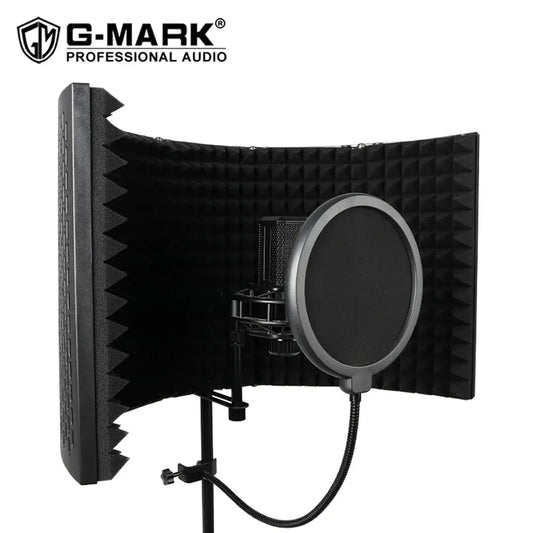 G-MARK 5-Panel Reflection Filter – Professional Studio Microphone Isolation Shield for Condenser Mics