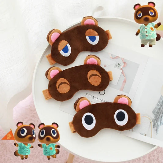 Animal Crossing Sleep Mask – Tom Nook & Timmy/Tommy Plush Eyeshade, Cute Cartoon Cosplay Eye Cover & Travel Blindfold