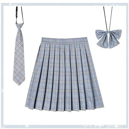 Women’s Plaid Pleated Skirt with Bowtie – XS-5XL Harajuku Preppy Mini Japanese School Uniform, Summer Kawaii Jupe