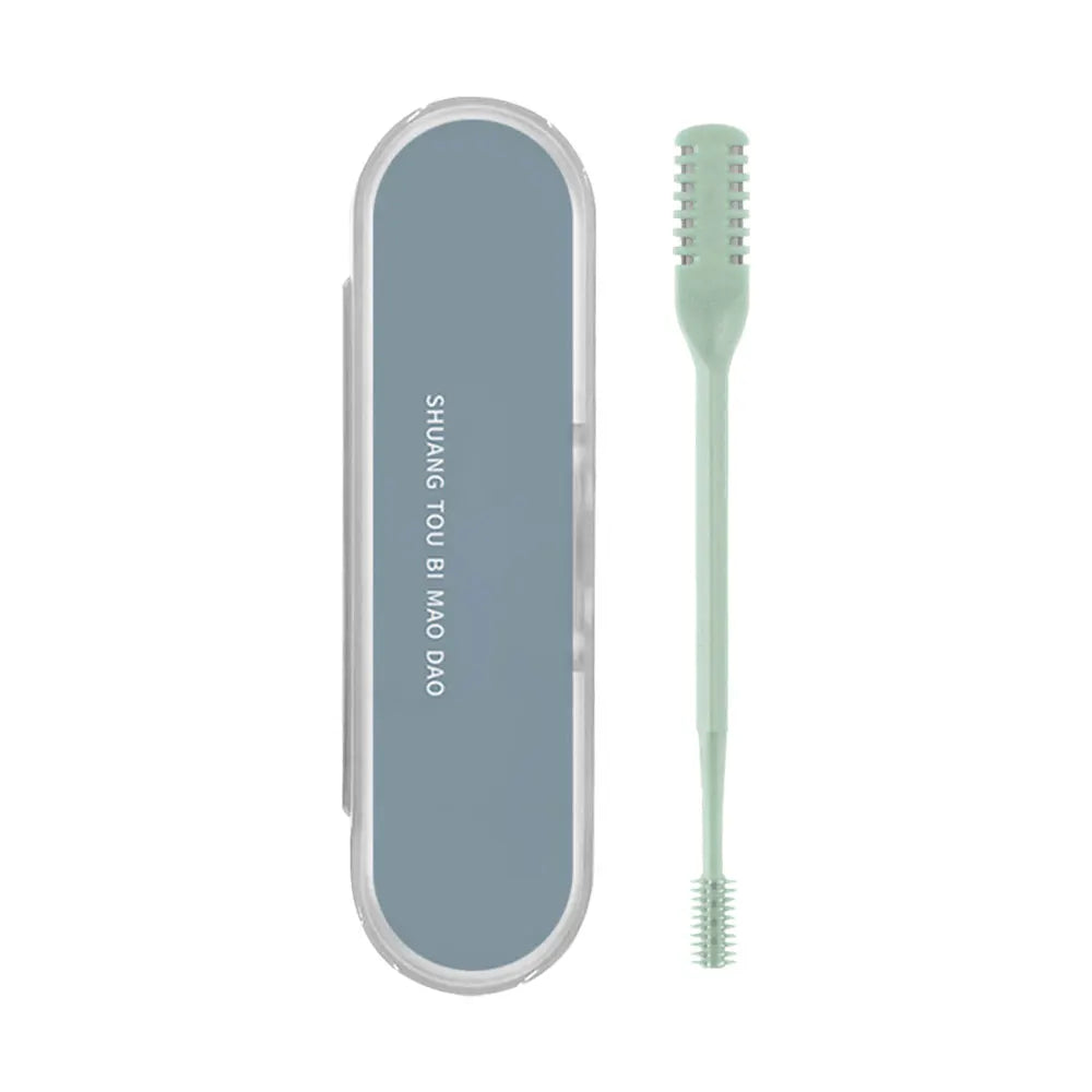 Portable Manual Nose Hair Trimmer - Waterproof Double Head Hair Remover with Storage Box for Men & Women