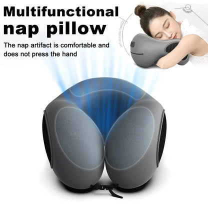 Multifunction U-Shaped Neck Pillow – Soft Slow Rebound Travel Pillow for Sleeping, Cervical Support & Massage