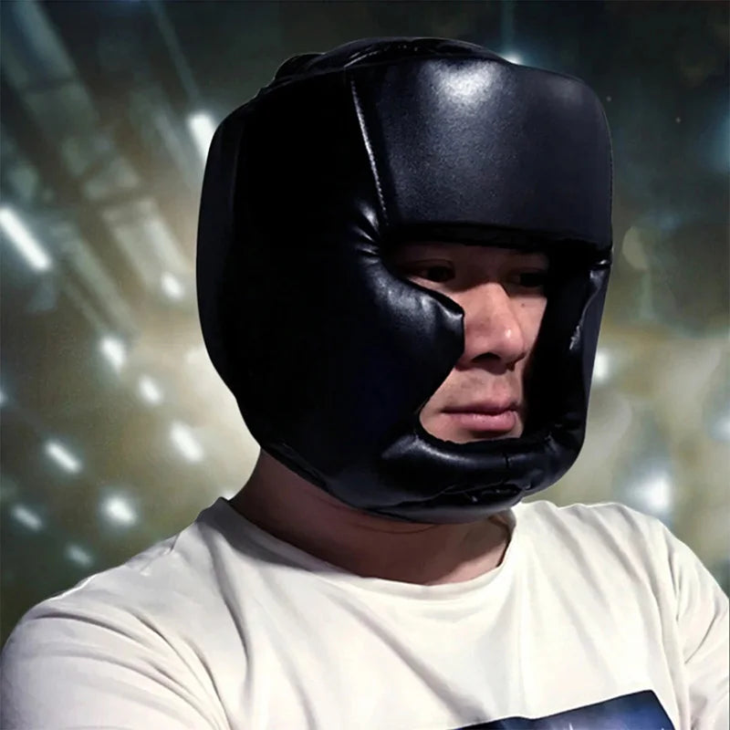 Full-Covered Boxing Helmet - Thickened Head Protector for Men & Women - Karate, Muay Thai, Taekwondo Training Head Guard