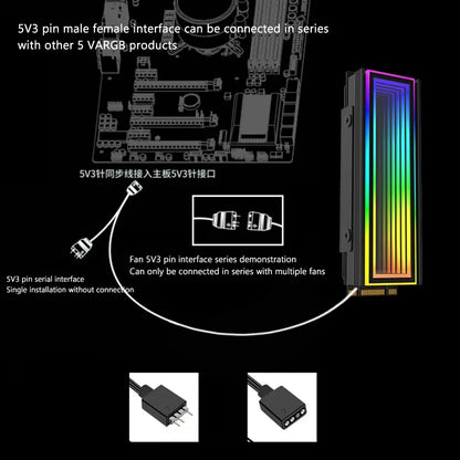 ARGB M.2 NVMe SSD Heatsink - 5V 3-Pin RGB Aluminum Cooler with Aura Sync Support