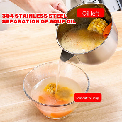 1000ML Stainless Steel Oil Separator - Multifunction Gravy, Soup & Cooking Oil Strainer