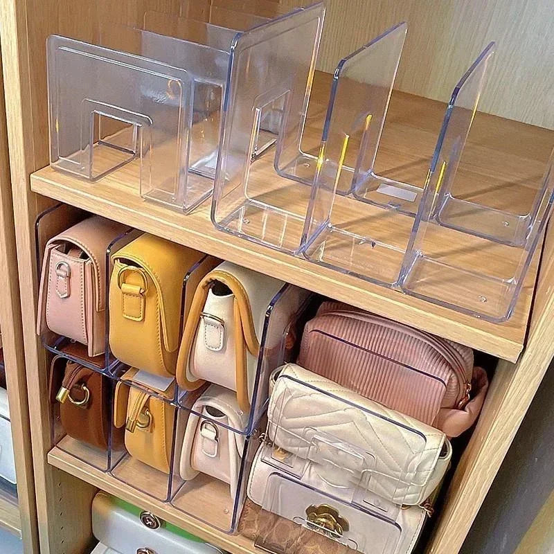 Acrylic Handbag Storage Rack – Transparent Divider Organizer for Luxury Bags Display & Storage