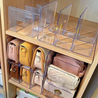 Acrylic Handbag Storage Rack – Transparent Divider Organizer for Luxury Bags Display & Storage