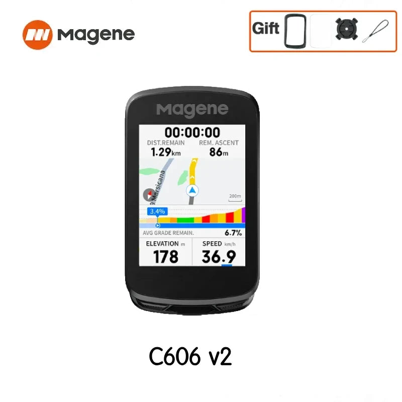 Magene C606V2 GPS Bike Computer – Touchscreen Cycling Speedometer with WiFi, Bluetooth, ANT+, Navigation, Climb & Odometer Functions