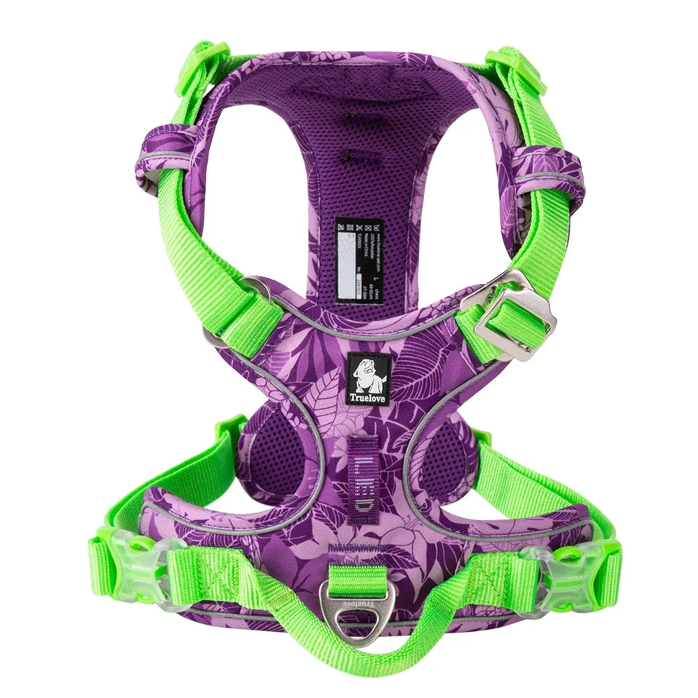 TRUE LOVE TLH5654 Reflective No-Pull Adjustable Nylon Dog Harness Step-In Comfortable Control Pet Walking Harness