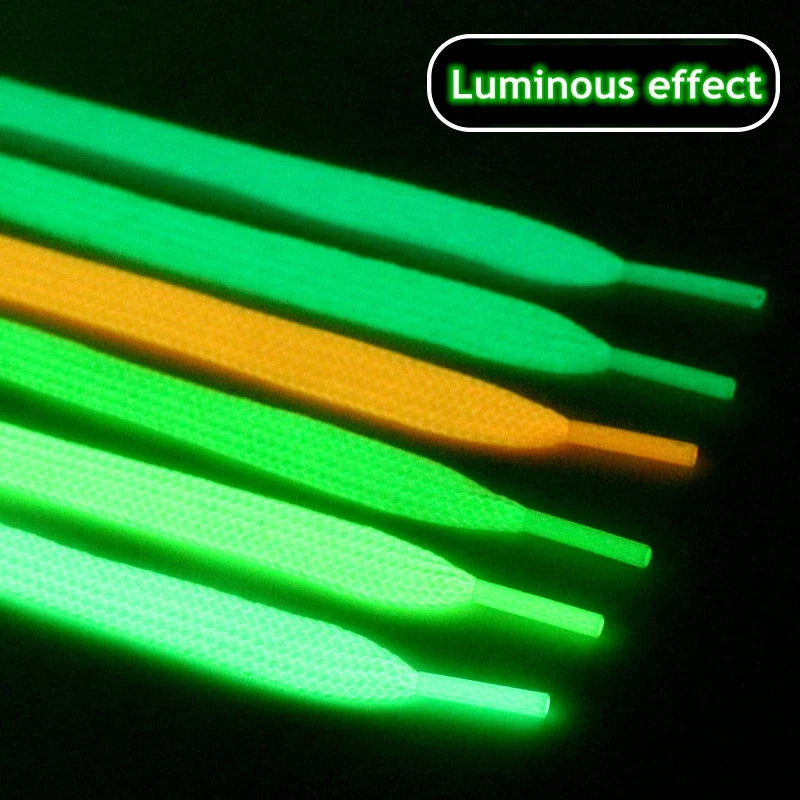 Luminous Flat Shoelaces - Glow in the Dark Fluorescent Sneaker & Canvas Shoe Laces, 80/100/120/140cm