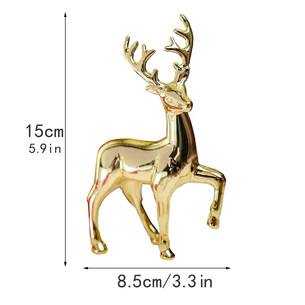 Golden Deer Statue Figurine – Plastic Reindeer Sculpture for Luxury Living Room & Christmas Tabletop Decor