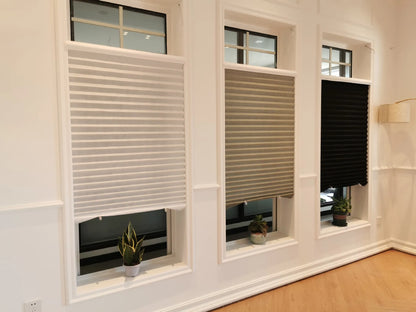 Self-Adhesive Pleated Blinds for Windows - Cordless Fabric Blinds, No Drill Installation, Room Darkening Shades for Bathroom