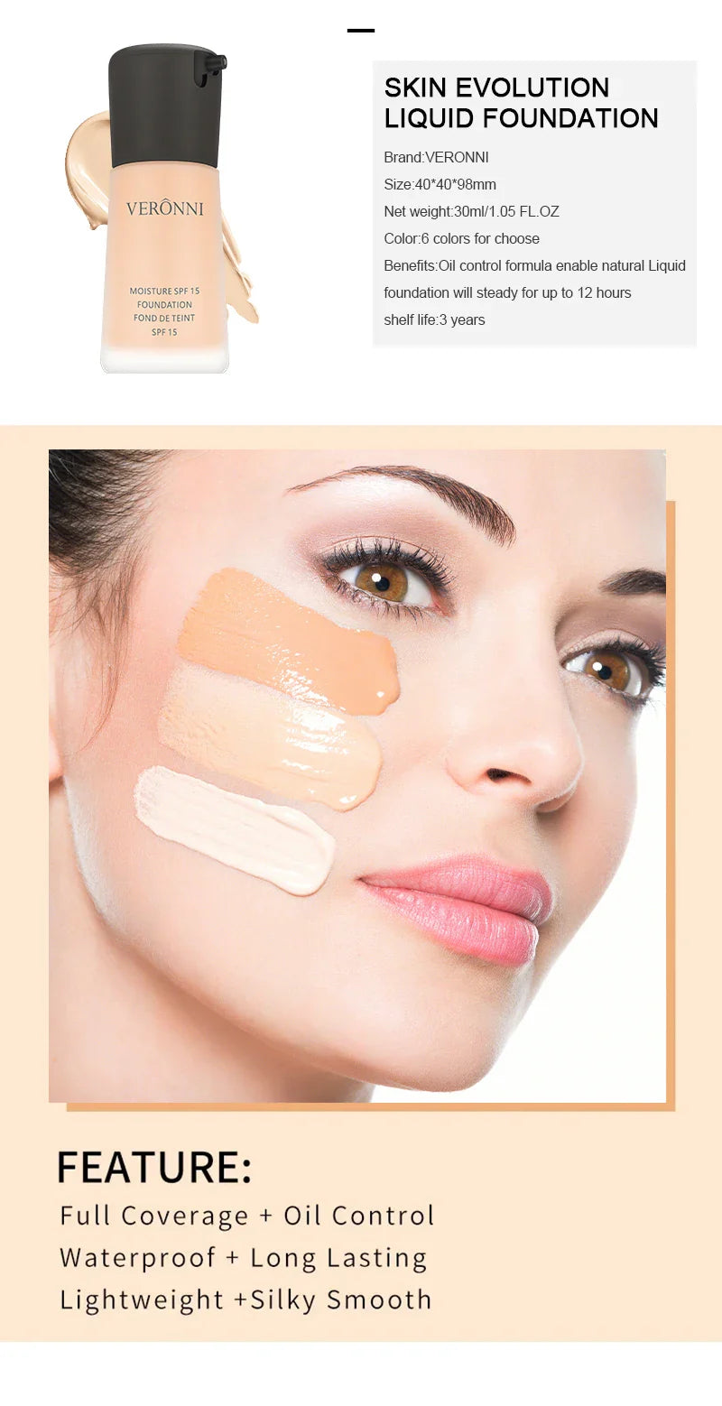Matte Liquid Foundation – Full Coverage BB Cream with Oil Control, Waterproof & Long-Lasting Natural Face Base