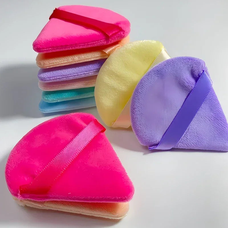 2PCS Velvet Triangle Makeup Puffs – Soft Washable Cosmetic Sponges for Wet & Dry Use with Foundation, Powder, Blush & Shadow