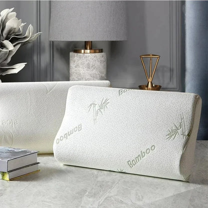 50x30cm Bamboo Fiber Memory Foam Pillow – Slow Rebound Orthopedic Neck Support Pillow for Health Care & Relief