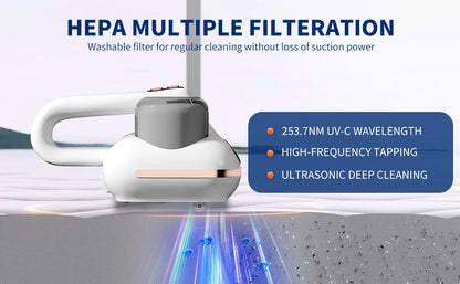 Cordless Handheld Mattress Vacuum Cleaner – 16Kpa Powerful Suction with UV-C Light & Ultrasonic for Sofa & Sheet Cleaning