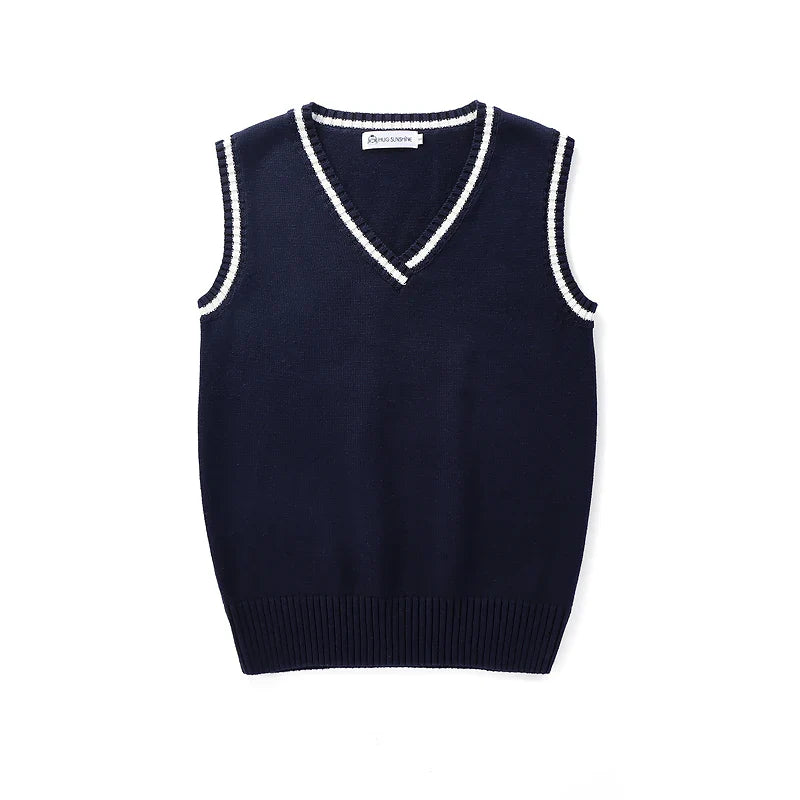Unisex Sleeveless Sweater Vest – V-Neck Preppy Knitted Jumper for Women & Men, Retro Spring Fashion