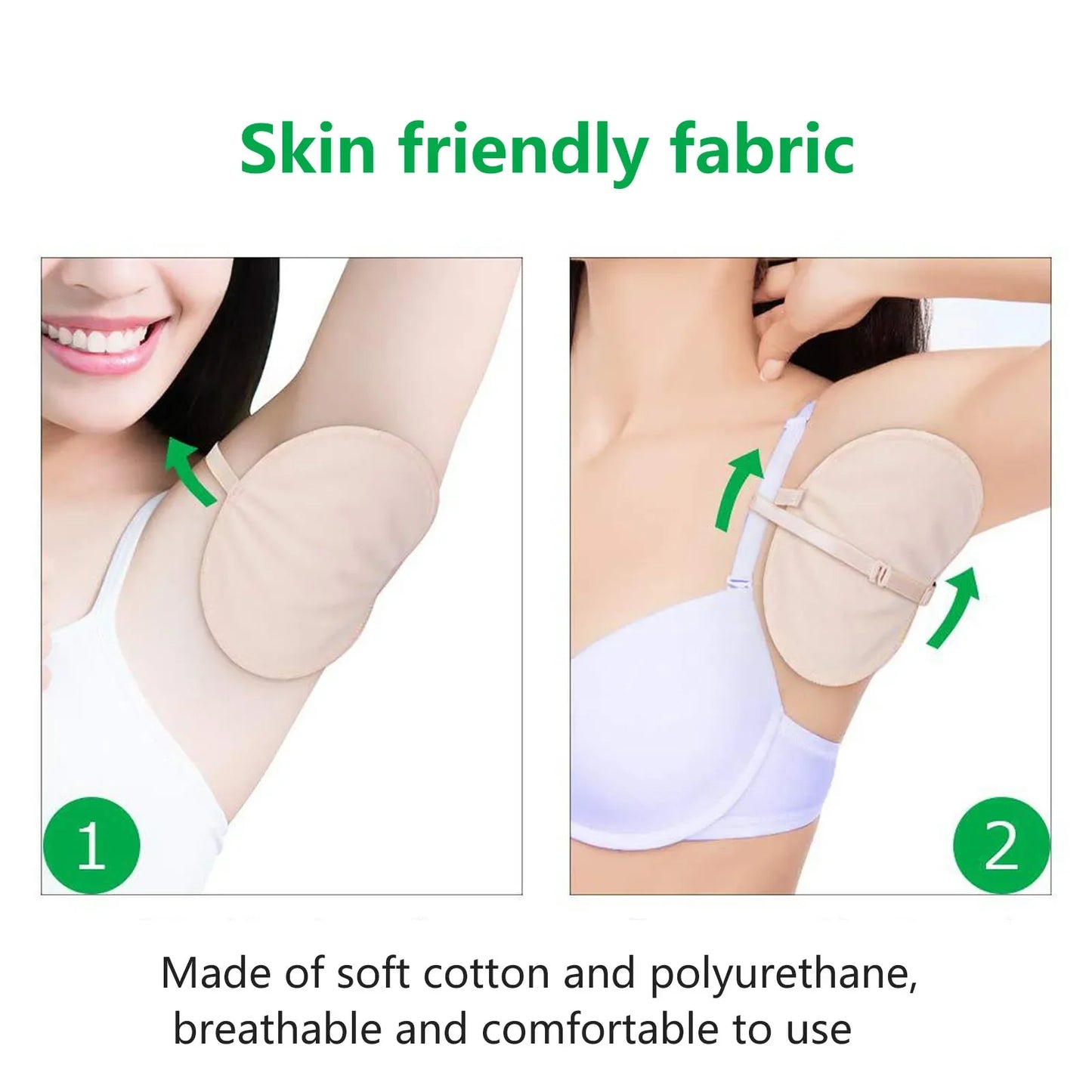 2pcs Reusable Underarm Pads – Breathable Cotton Sweat Pads for Women & Men, Adjustable Armpit Protection