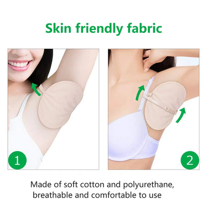 2pcs Reusable Underarm Pads – Breathable Cotton Sweat Pads for Women & Men, Adjustable Armpit Protection