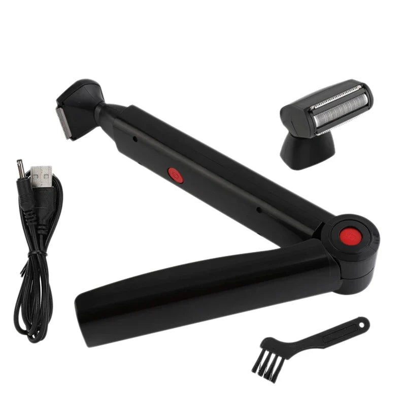Long Handle Waterproof Men’s Back Shaver — USB Rechargeable Folding Body Hair Trimmer