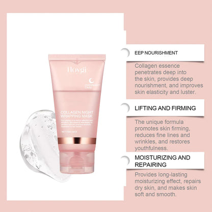 75g Collagen Night Peel-Off Mask – Moisturizing, Brightening & Firming Facial Mask for Hydrating, Smoothing & Skin Rejuvenation