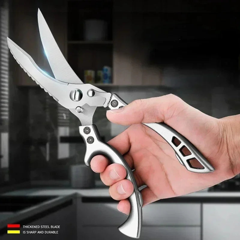 Laser Damascus Kitchen Knife Set – Cleaver, Meat, Fruit, Bread, Boning Knife and Chicken Scissors for Barbecue and Home Cooking