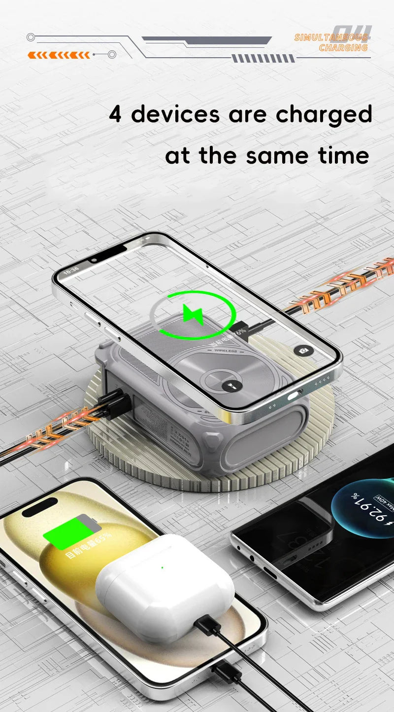 20000mAh Magnetic Wireless Power Bank – 10000mAh Portable Fast Charging Stand with USB Cable for iPhone, Samsung, Xiaomi