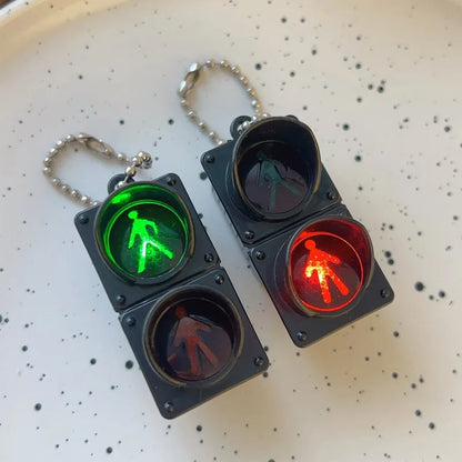 1/2Pcs Simulation Electronic Traffic Light Keychain – Mini LED Pedestrian Light Toy, Kids Cognitive Gift Pendant