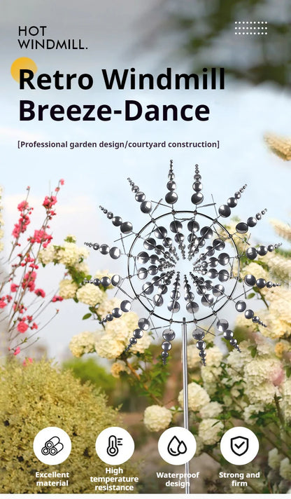 Creative 360-Degree Rotating Metal Windmill – Garden Lawn Yard Decoration & Ornament