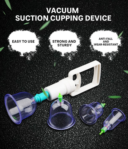 6PCS Vacuum Cupping Set with Pumping Gun – Suction Cups for Back Massage, Body Detox & Anti-Cellulite Therapy