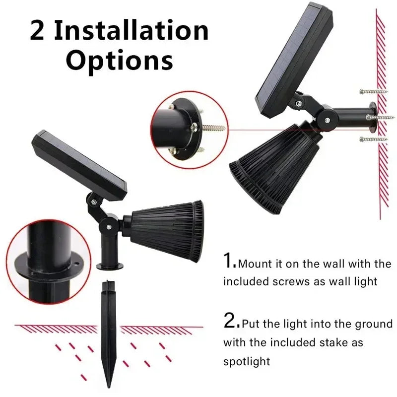 9 LED Solar Spotlights - IP65 Waterproof Adjustable Outdoor Lights for Garden, Backyard, Driveway & Patio Decor