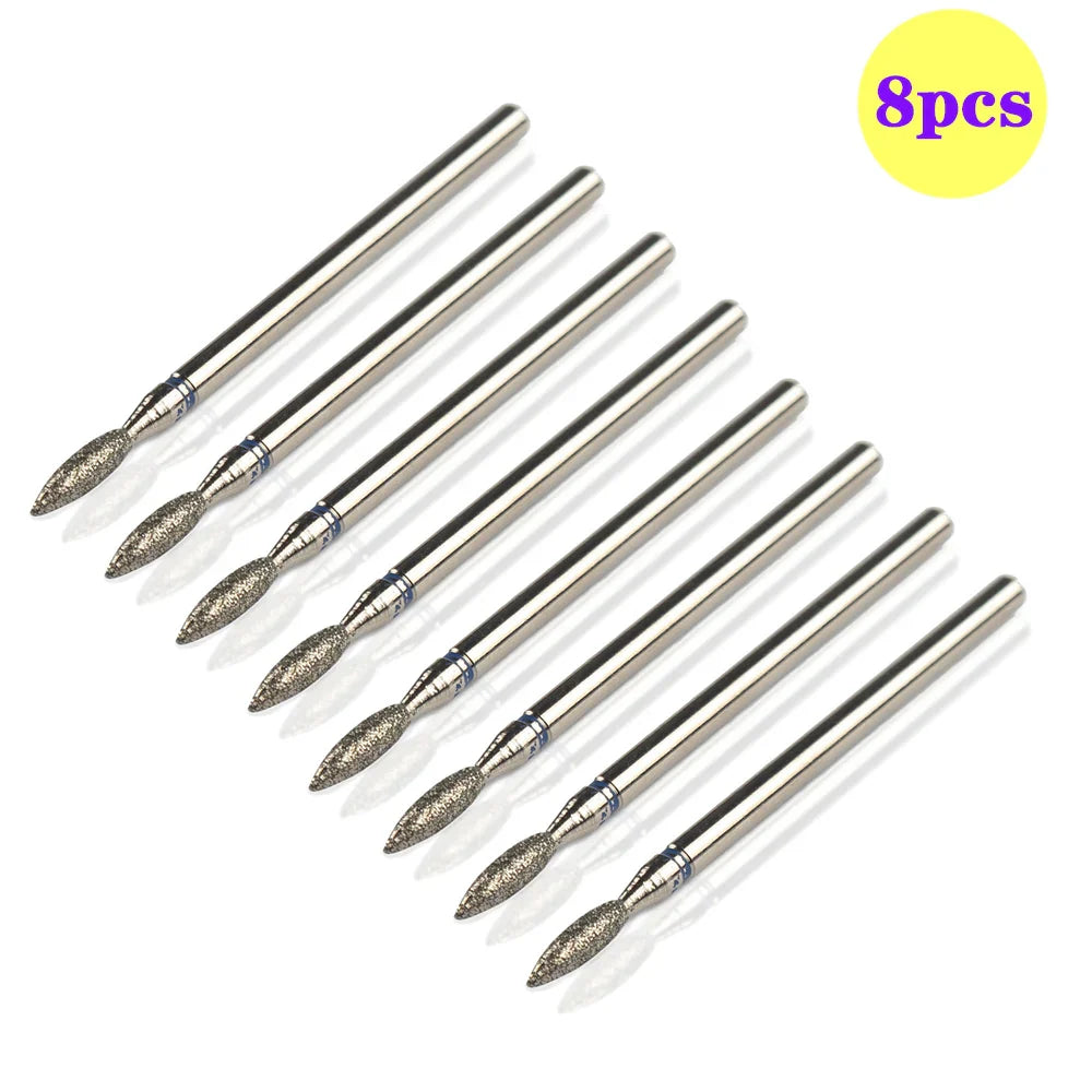8pcs Diamond Nail Drill Bit Set - Rotary Electric Milling Cutters for Pedicure, Manicure, Cuticle Burr & Nail Tools Accessories