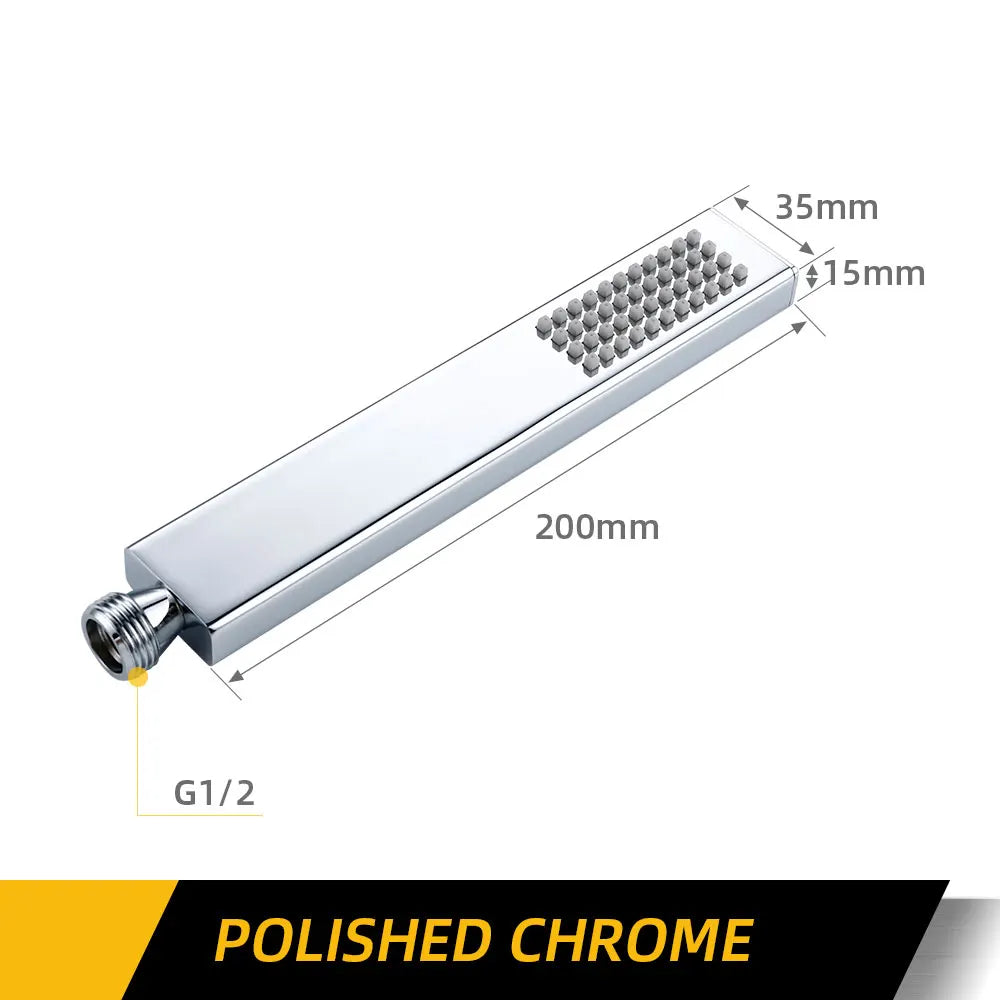 Square Handheld Shower — High-Pressure Brass Hand Shower for Bathroom