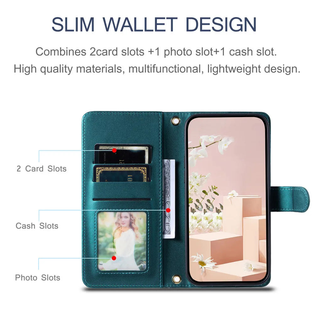 Xiaomi Redmi Note 11 Series Leather Flip Case – Crossbody Wallet Cover for Note 11 Pro 5G/11S/11E/10S/10T/9S/8 Pro