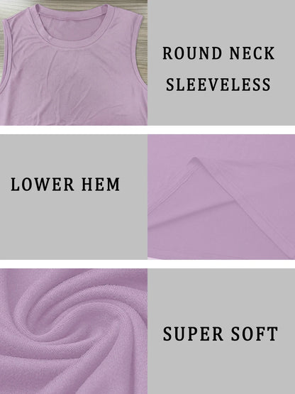Women’s Summer Sleeveless Tank Top - Loose Fit Crewneck Casual Sports Yoga & Gym Activewear