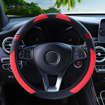 Little Monster PU Embossed Leather Steering Wheel Cover — No Inner Ring, Fits 14.5-15 Inch Wheels