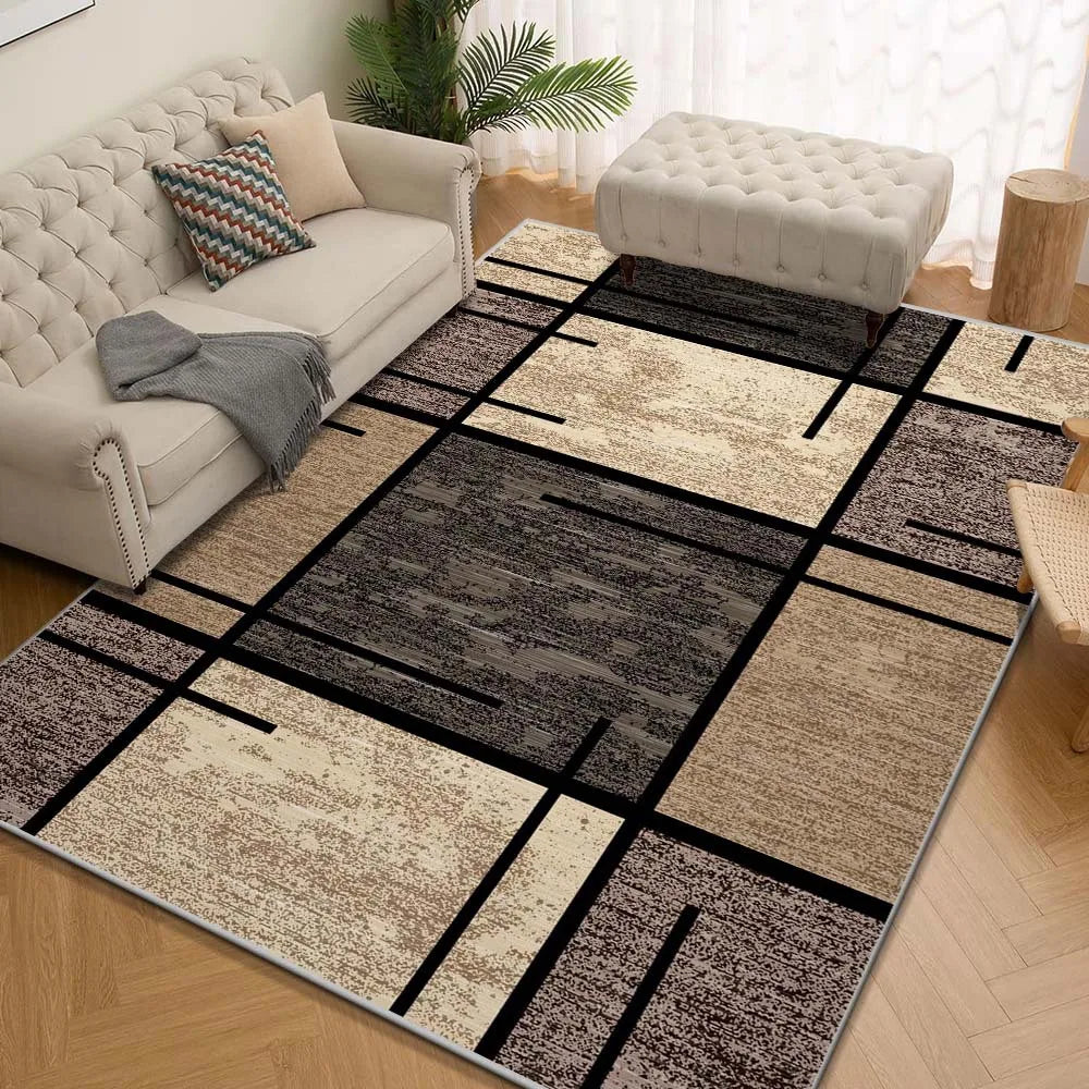 VIKAMA Premium Light Luxury Geometric Rug – Easy-Care Lightweight Carpet for Living Room, Bedroom & Office