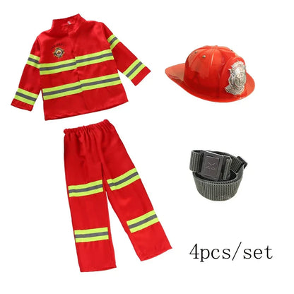 Kids Firefighter Costume – Halloween Sam Fireman Uniform Role Play Outfit for Boys Party & Cosplay Gift