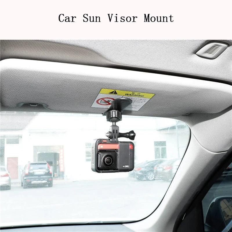 Car Camera Mount Sun Visor Clip – Holder for GoPro Hero 9-13, DJI Osmo Action 3-5 & Insta360 X3/X4 Accessories