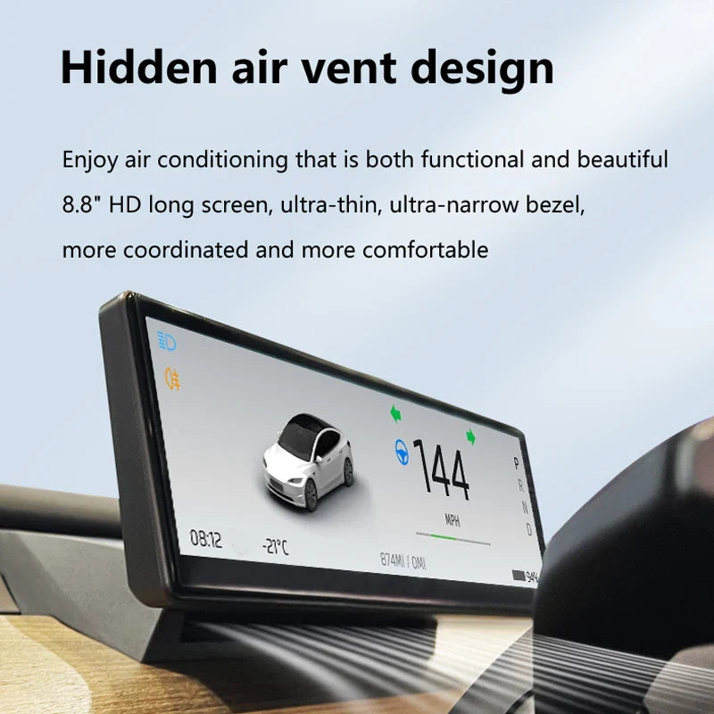 Carbar 8.8" Smart Dashboard Touch Screen – Wireless CarPlay & Android Auto for Tesla Model 3 & Y, Free Air Vent Camera