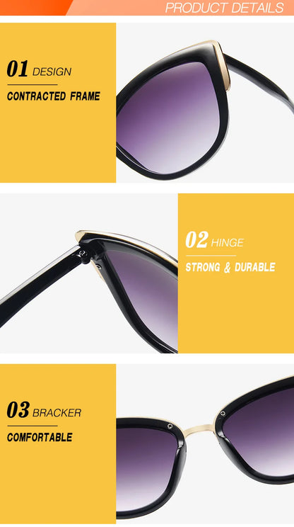 Women's Cat Eye Polarized Sunglasses - Luxury Black Metal Frame, Stylish & Fast-Selling Sunwear