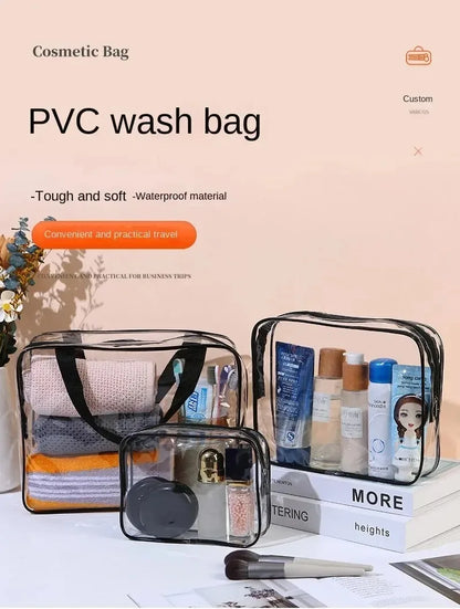3-Size Transparent Toiletry Bags – Large Capacity Travel Organizer Stroller Bag for Makeup, Cosmetics & Multifunctional Storage