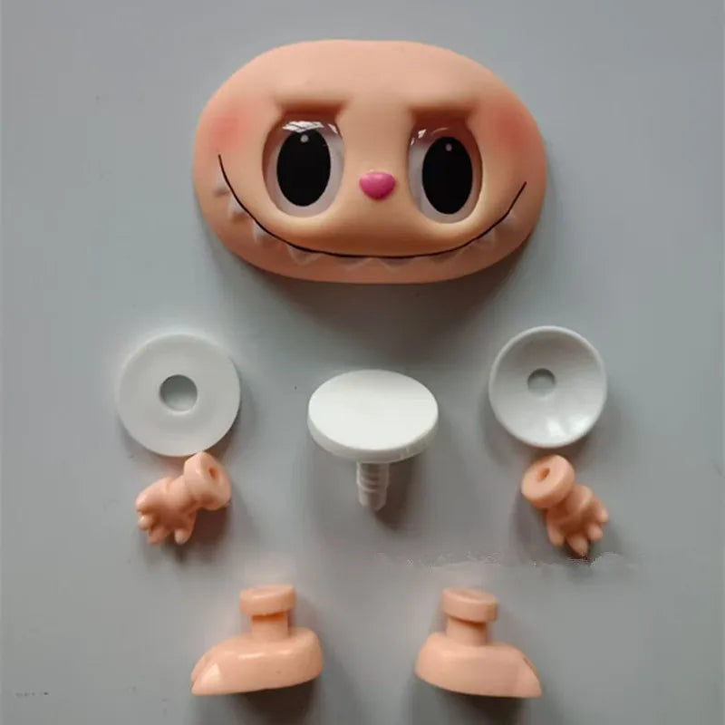 DIY Labubu Macaron Dolls Accessories – Vinyl Face & Hand Foot Blind Box with Switching Emotions