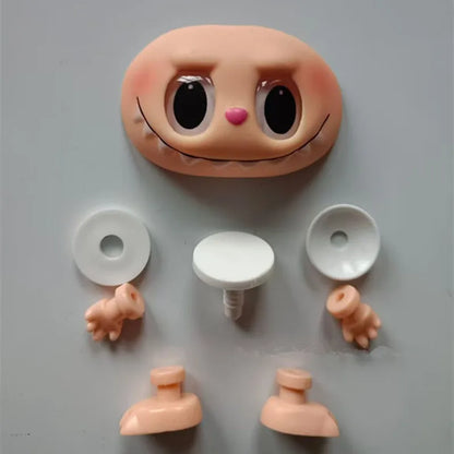 DIY Labubu Macaron Dolls Accessories – Vinyl Face & Hand Foot Blind Box with Switching Emotions