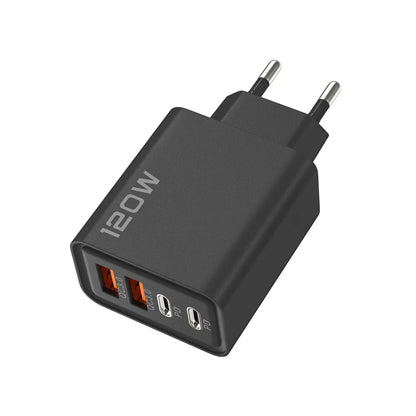 120W 4-Port USB Type-C Fast Charger – Quick Charge Adapter for iPhone, Samsung, Xiaomi