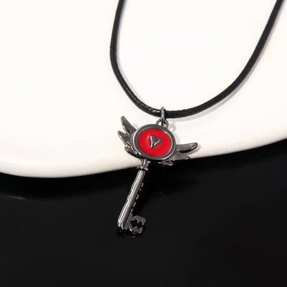 Hazbin Hotel Inspired Heart Portal Key Pendant Necklace – Cosplay Choker Jewelry Gift for Women & Men